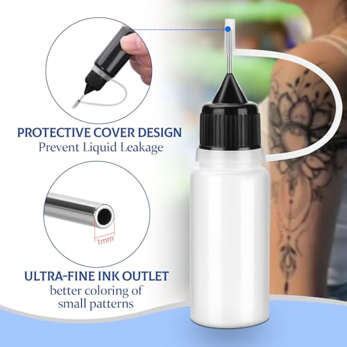 10ml Precision Tip Applicator Bottle Squeeze Bottle for Tattoo Ink, Glue Applications, Craft & Oil, 10pcs Needle Tip Bottles