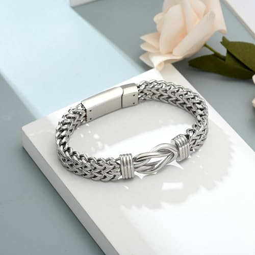 shajwo Cremation Jewelry Infinity Knot Urn Bracelet for Human Ashes for Women Men Memorial Keepsake Link Bracelet Silver 20cm