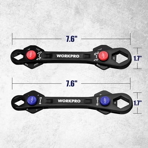 WORKPRO 2-piece 12-in-1 universal adjustable wrench set with metric and SAE measurements