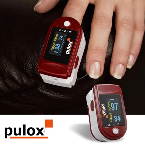Pulox PO-200 Solo Pulse Oximeter Red for Measuring SpO2, Pulse and PI | With precision indicator for reliable control of oxygen saturation, heart rate and perfusion index