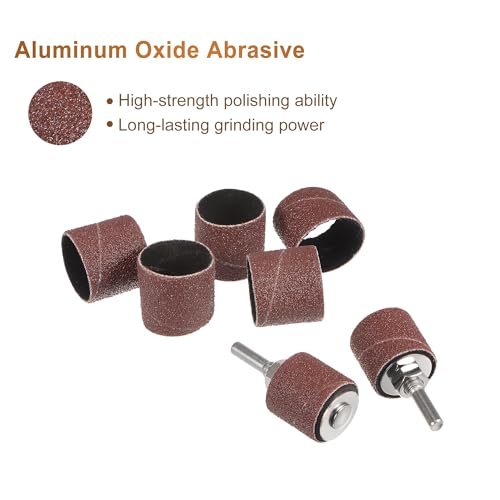 uxcell 1-inch 80 grit sanding sleeves with drum mandrels for rotary tools, 100-piece set