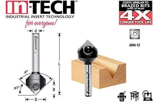Amana Tool - RC-45711 In-Tech Insert Carbide V Groove 90 Deg x 11/16 Dia x 21/64 x 1/4 Inc 11/16 Dia x 21/64 x 1/4 In