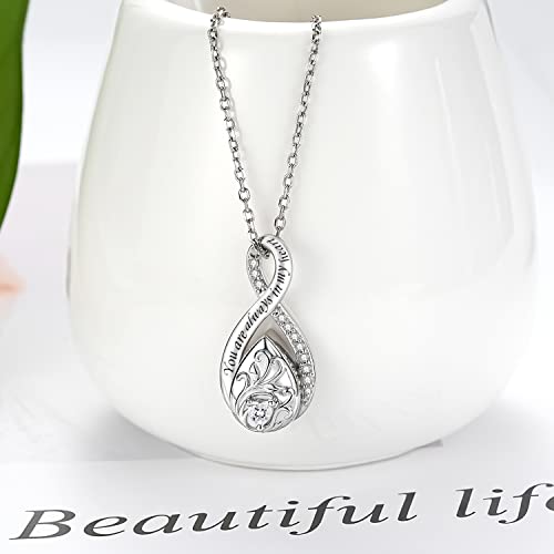 Sterling Silver Urn Necklace for Ashes for Women: Infinity Cremation Jewelry for Women - Ashes Keepsake Pendant Memorial Jewelry Gifts for A Loss of Loved Ones white