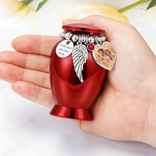 6 Pcs Urn Necklaces for Ashes Cremation Jewelry Keepsake Urns Memorial Mini Cremation Urn for Women Men Aluminum Decorative Funeral Urns with Heart Photo Frame (6Pcs-Blue) 6pcs-blue