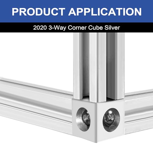 SeekLiny 2020 3-way corner cube T-nuts, silver 20-series extrusion hardware, 12-piece set