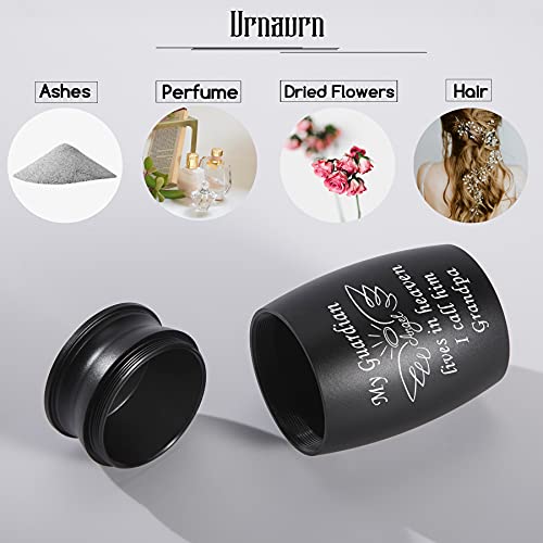 Urns for Grandpa Ashes, 2.8“ High Small Personal Funeral Cremation Urn, Beautiful Peaceful Handcrafted Memorial Keepsake Urn, Engraved My Guardian Angel Lives in Heaven Decorative Urn for Sharing Grandpa Keepsake