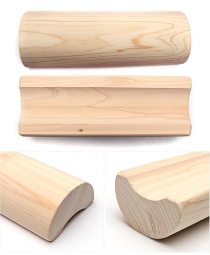 DEAD SKIN Wooden Pillow Hinoki Semicircular Pillow Made of Hinoki Cypress for Stiff Neck_11.8 inch x 2.16 inch