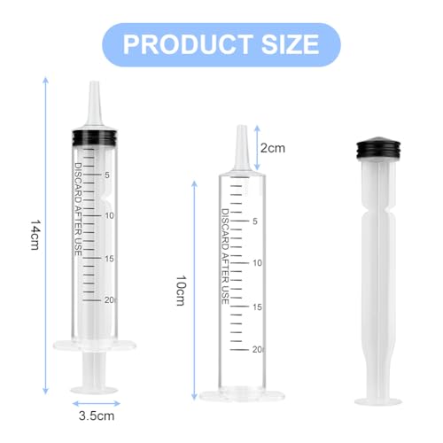 Offcup Plastic Syringe 20 ml Pack of 3 Disposable Syringes Feed Syringe | Plastic tube for small pet feeding, engine oil, brake fluid, non-medical use 20 ml x 3