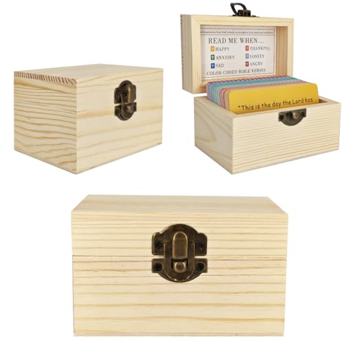 MOBU Bible Verse Cards & Wooden Box Christian Birthday Gifts for Women Men 90 Pcs & Wooden Box