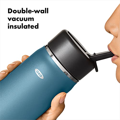 OXO Strive 20oz Wide Mouth Water Bottle with Straw Lid - Aquamarine