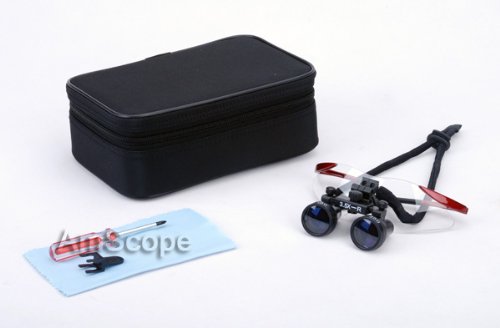 [Australia - AusPower] - Dental Surgical Loupe 3.5X Working Distance 360-460mm Burgundy Sport Frame 