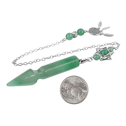 SUNYIK Green Aventurine Healing Crystal Point Pendulum Dowsing Divination #1-green #1-Green Aventurine Crystal Stone