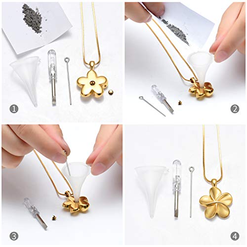Flower Cremation Ashes Jewelry Cremation Necklace Memorial Locket for Ashes Keepsake Urn Pendants for Women/Men Gold