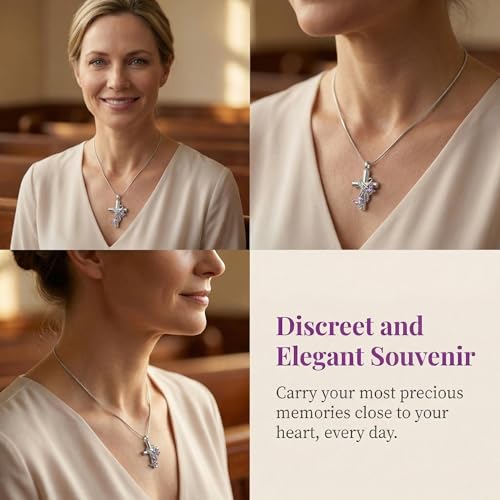 Cross Urn Necklaces for Ashes Butterfly Cremation Pendant Necklace for Women Memorial Ash Holder Jewelry Elegant Cross Ash Pendant for Remembrance