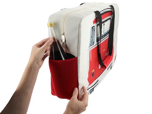 BRISA VW Collection - Volkswagen Large Shopping bag, Shopper bag, Beach bag Bus Front/Red