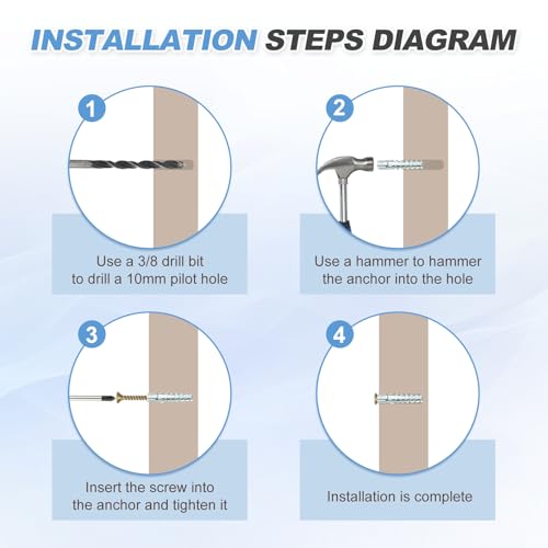 PATIKIL 30 Pcs Drywall Hollow Wall Anchors with Screws 0.24 x 2.36, Steel Dry Wall Anchors Kit for Wooden Concrete Plaster Hinge Hole Repair, Brass (8 x 60mm) 8 x 60mm