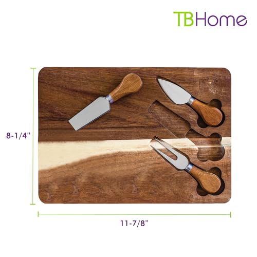 TB Home 4-Pc. Acacia Wood Cheese Serving Board with Cheese Tools