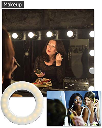 [Australia - AusPower] - XINBAOHONG Selfie Ring Light Rechargeable Portable Clip-on Selfie Fill Light with 40 LED for Smart Phone Photography, Camera Video, Girl Makes up 
