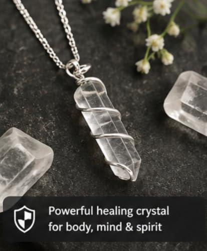 Clear Quartz Pendant Crystal Healing Fashion Gift Energy Wellness Gemstone Handcrafted Accessory