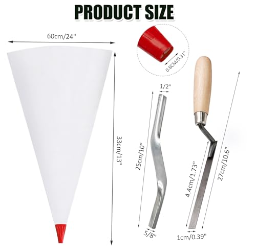 Biaungdo 3-pack red grout bags and brick jointer tuck pointer kit for tile work