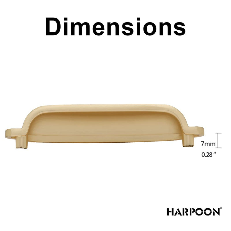 HARPOON 10 Pack Bin Cup Handle Pulls,Vintage Drawer Pulls,Cabinet Hardware,Shell Handle,3.78 Inch Brushed Gold 3.78 Inch
