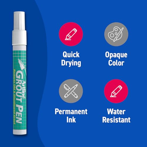 Artline white waterproof chisel tip grout pens, 12-pack for tile grout touch-ups