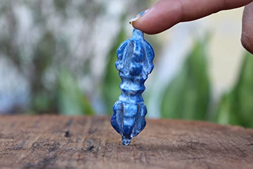 Jet Genuine Mini Lapis Lazuli Dorje Free Booklet Jet International Crystal Therapy Tibetan Nepal Vajra Carving Deity Tibetan Buddhism Swastika Kila Phurpa Magic Lama Dis-Integrator Ritual Ceremony