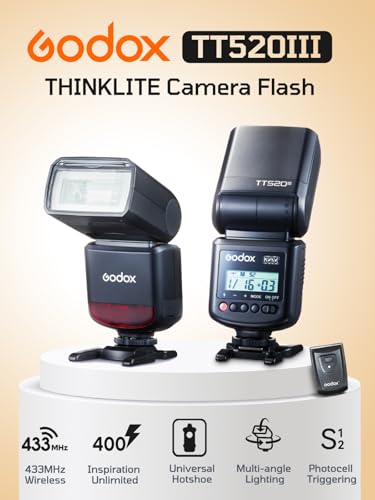 Godox TT520III Camera Flash,1.8s Recycle Time,433MHz Wireless Godox TT520III