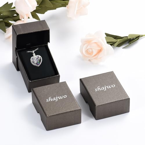 shajwo Hummingbird Cremation Jewelry Heart Urn Necklace for Ashes Purple+rainbow