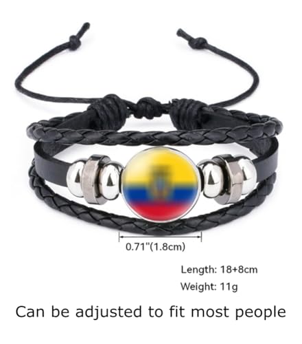 National Flag Metal Necklace and Alloy Leather Braided Rope Bracelet Bangle Set for Men Women Blue Saint Lucia