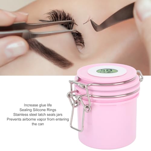 Pink shenruifa 250ml eyelash glue storage jar with thermometer and hygrometer for lash extension adhesive