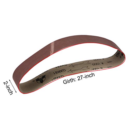 sourcing map 10 x 2 inch x 27 inch Overlap Connect Sanding Belts Grit 1000 Aluminum Oxide | Aluminum oxide, grit 1000