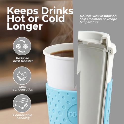 Copco Acadia Travel Mug, 16 Oz - Pink, Azure, Brown, Red, Set of 4