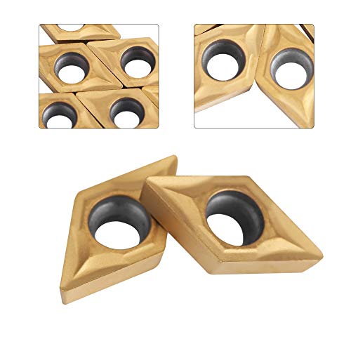 Samfox DCMT51.51 (DCMT070204) DCMT Reversible Plates Multilayer Coated CNC Inserts for Rotary Tool Holder Replacement Inserts with Box of 10
