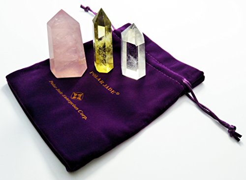 Mina Heal Crystal Wand Set, 3 PCS, Quartz, Clear Quartz & Yellow Quartz Rose Quartz, Clear Quartz & Yellow Quartz