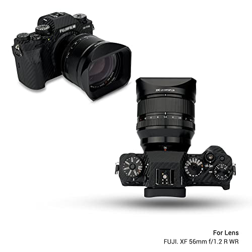JJC Metal Square Lens Hood with a Hood Cap for Fujifilm XF 56mm F1.2 R WR Lens on Fuji X-T5 X-T4 X-T3 X-T2 X-E4 X-E3 X-E2 X-HS2 X-H2 X-H1 X-T30 II X-T30II X-T30 X-T20 X-T10 X-T200 X-T100 X-S10 Black