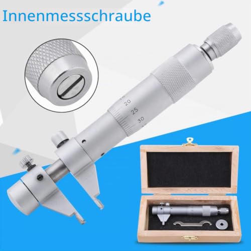 Internal Micrometer, Internal Micrometer, Inner Micrometer, 5mm-30mm/0.01mm Precision, Internal Micrometer Inner Diameter Measuring Tool with Wrench Calibration Ring