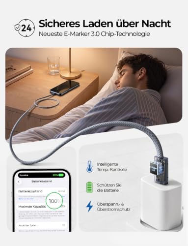 LISEN 240W USB-C Cable, PD 3.1 USB-C Charging Cable, USB-C to USB-C Cable Set | 4 Pieces/1M+1M+1.5M+1.5M | for iPhone 17 Pro Max/iPhone Air/16/15, Samsung Galaxy S26, MacBook Pro/Air, iPad Pro Midnight 1M+1M+1.5M+1.5M