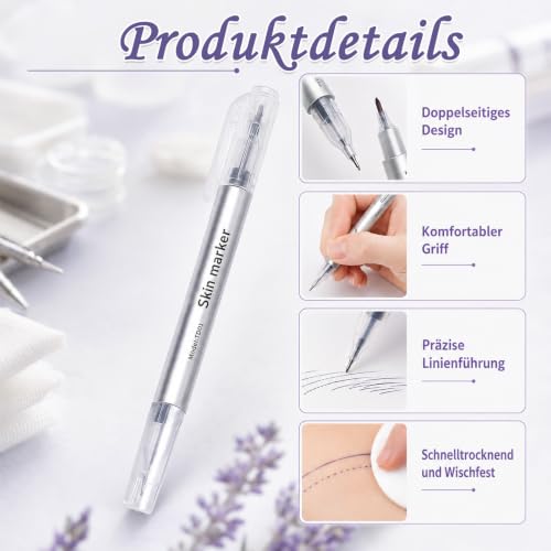 6 Stück Doppelkopf Tattoo Stifte – Tattoo Pen Set Aus Kunststoff, Tattoo Zubehör Für Profis & Anfänger, Hautmarker Mit 1,0/0,5 Mm Doppelspitze
