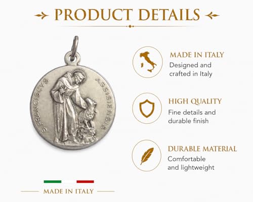 I G J Saint Francis of Assisi Medal - The Patron Saints Medals -100% Made in Italy St.Francis with The Wolf