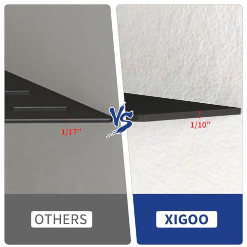 XIGOO 10" Recessed Corner Shower Shelf 2 Packs, Grout Mount Install ation with Soap Holder, Bathroom Cornor Organizer for Tiled Wall, Requires Sealant, Matte Black