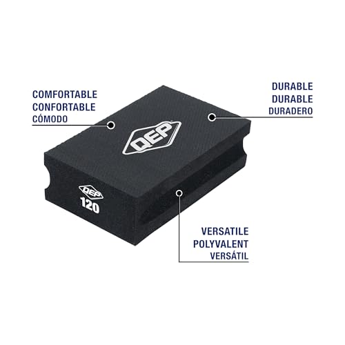 QEP 120 medium grit diamond sanding block in black for surface sanding
