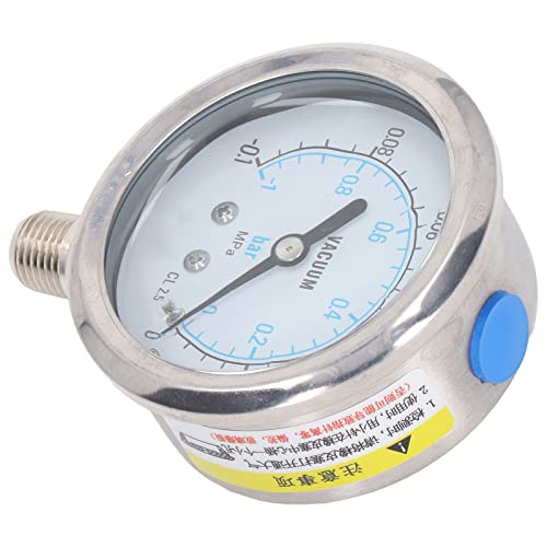 Vacuum Pressure Gauge Test Gauge Shockproof 1/4 Inch NPT Double Scale Stainless Steel for Industrial Equipment