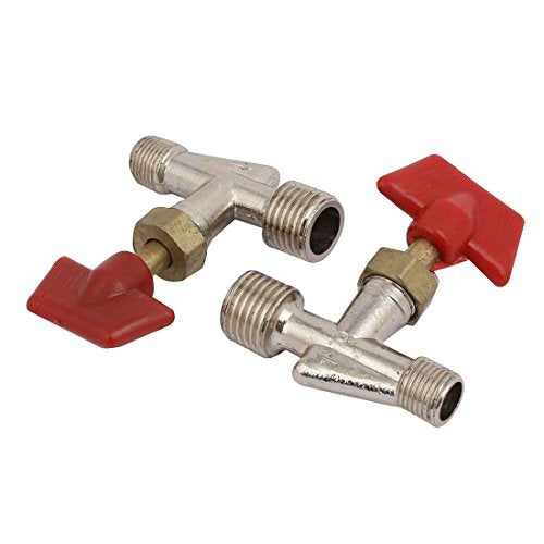 sourcingmap M/M 13mm to 10mm Male Thread Air Compressor Inline Manual Valve 2pcs