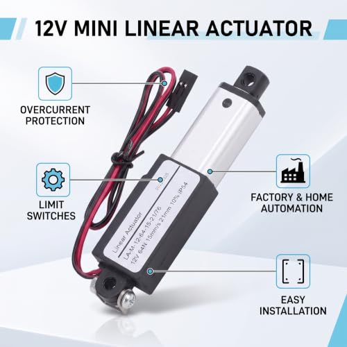 Mini Linear Actuator 21mm Stroke Electric Micro DC Motor Aluminum Alloy Compact Design with Mounting Brackets for DIY Automation Projects