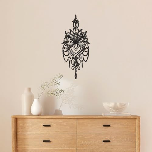 JEWLOVE Mandala Wall Art, Lotus Sacred Geometry Metal