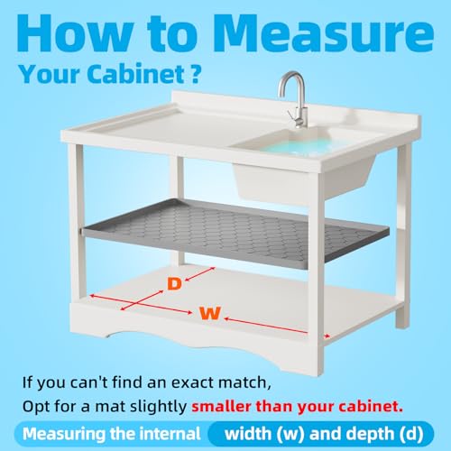 White Winisok waterproof silicone under-sink mat, 34" x 22", designed for organizing under sink cabinets.