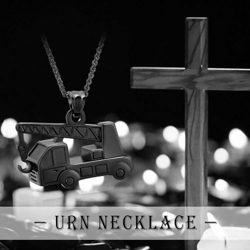 Hook Arm Car Cremation Jewelry for Men Women Memorial Urns Necklaces Pendant Stainless Steel Memorial Keepsakes Human Ash Pendant Jewelry for Ashes with Funnel Filler Kit B-Black