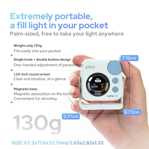 Nanlite Pico Portable LED Fill Light – Full Color RGB (Mint Blue) Mint Blue