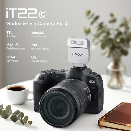 Godox iT22 iT22-C Flash for Canon, Mini TTL Flash with Intuitive Screen iT22-C for Canon (Silver)